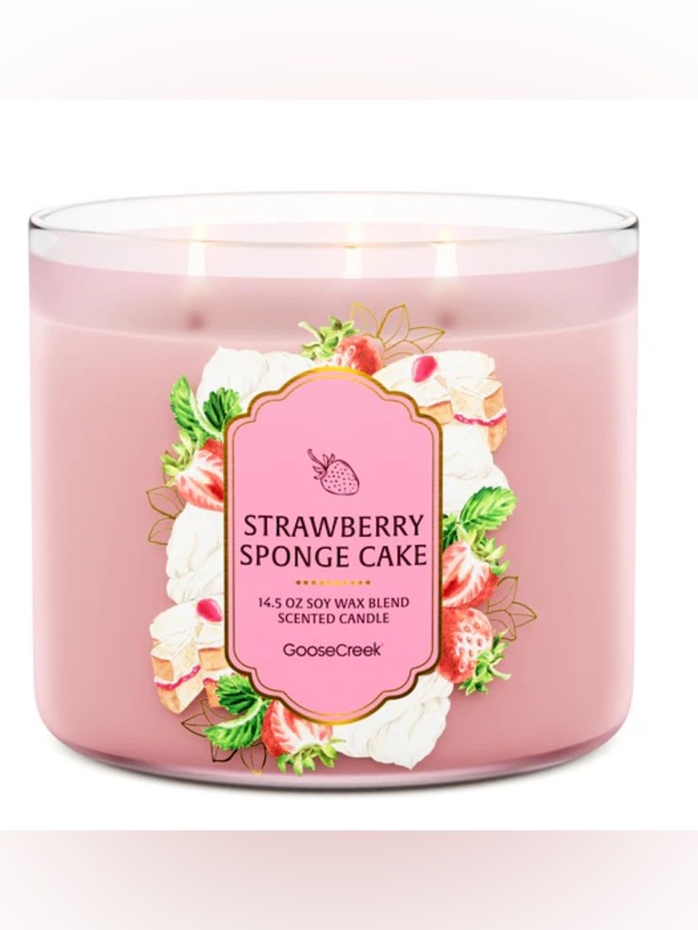 New Goose Creek Strawberry Sponge Cake 3-Wick Scented Candle 14.5 oz